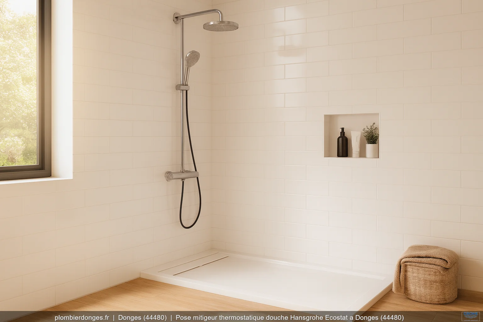 Pose mitigeur thermostatique douche Hansgrohe Ecostat a Donges (44480)