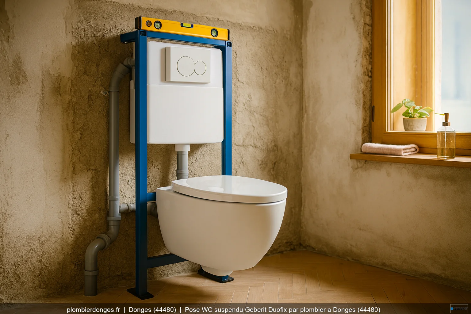 Pose WC suspendu Geberit Duofix par plombier a Donges (44480)